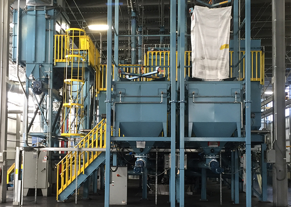 BulkBuster™ bulk bag unloaders to convey carbon black to a rubber mixer